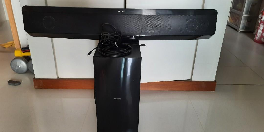 Philips high powered allinone soundbar w subwoofer and optical inputs