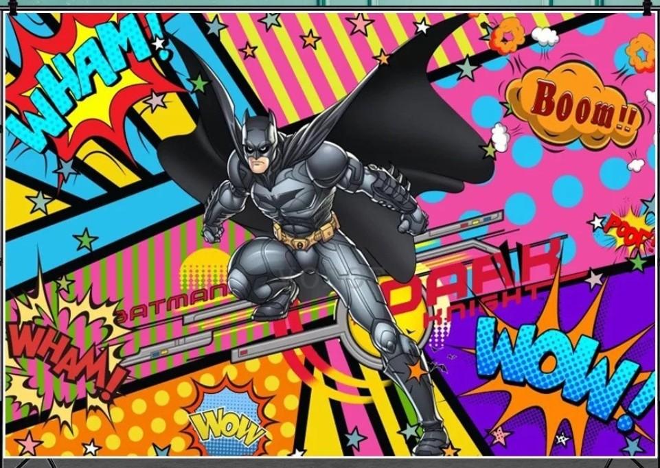 Ready Stock] Colorful comics Batman banner backdrop.~Party Deco, Hobbies &  Toys, Stationery & Craft, Occasions & Party Supplies on Carousell