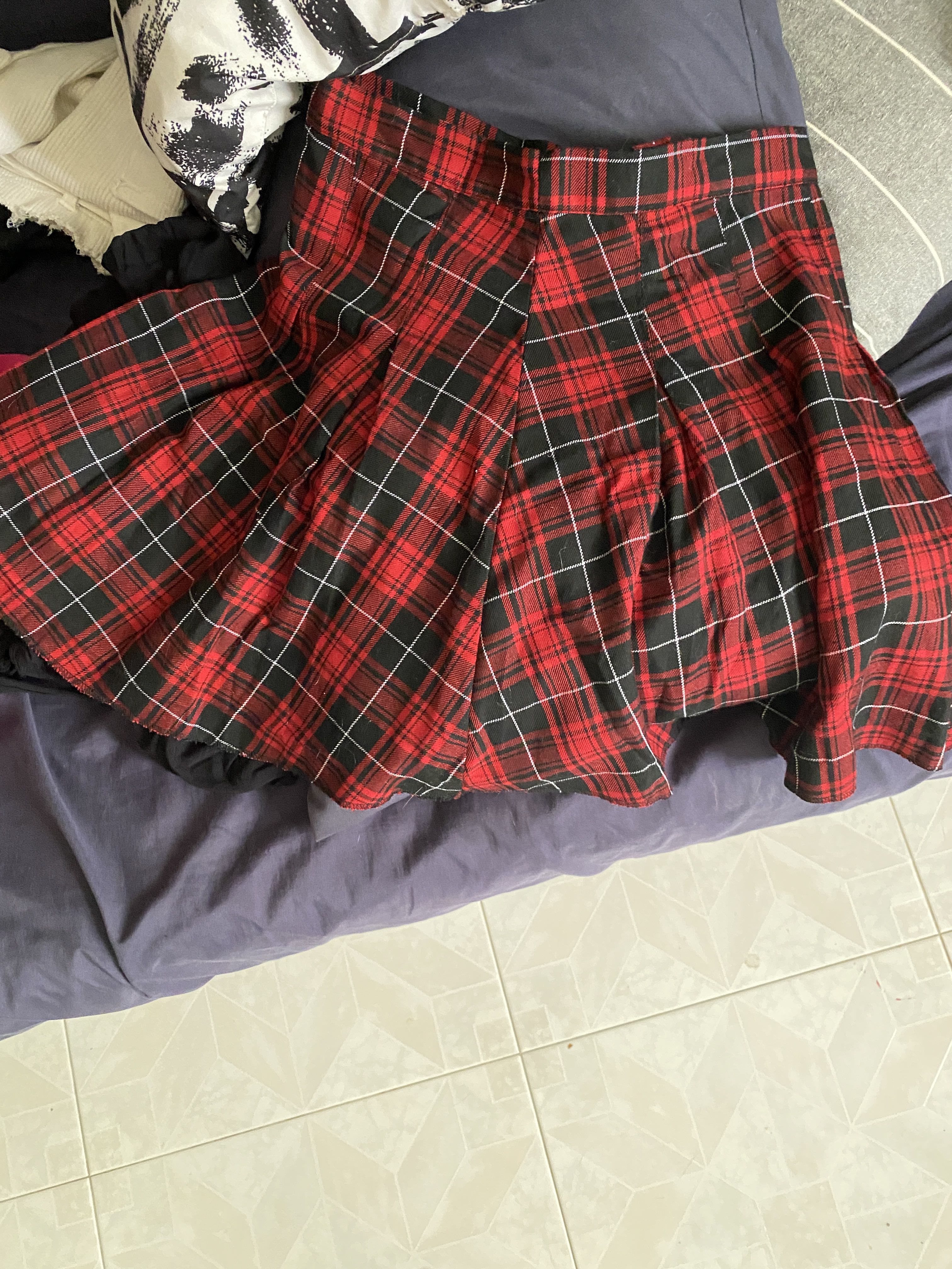 RED PLAID SCHOOL GIRL SKIRT, Women's Fashion, Bottoms, Skirts on Carousell
