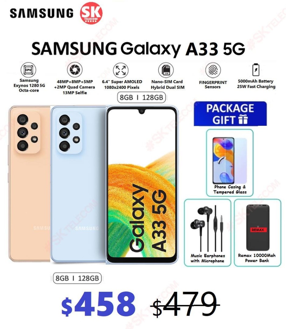 SAMSUNG GALAXY A33 (5G) 128GB (BRAND NEW), Mobile Phones ...