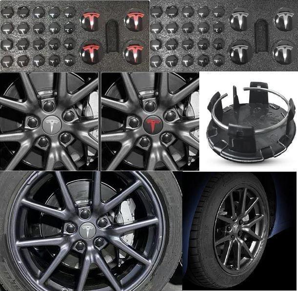 Tesla 3 Wheel Cap + Hub Nut + Removal Tool, Car Accessories, Tyres