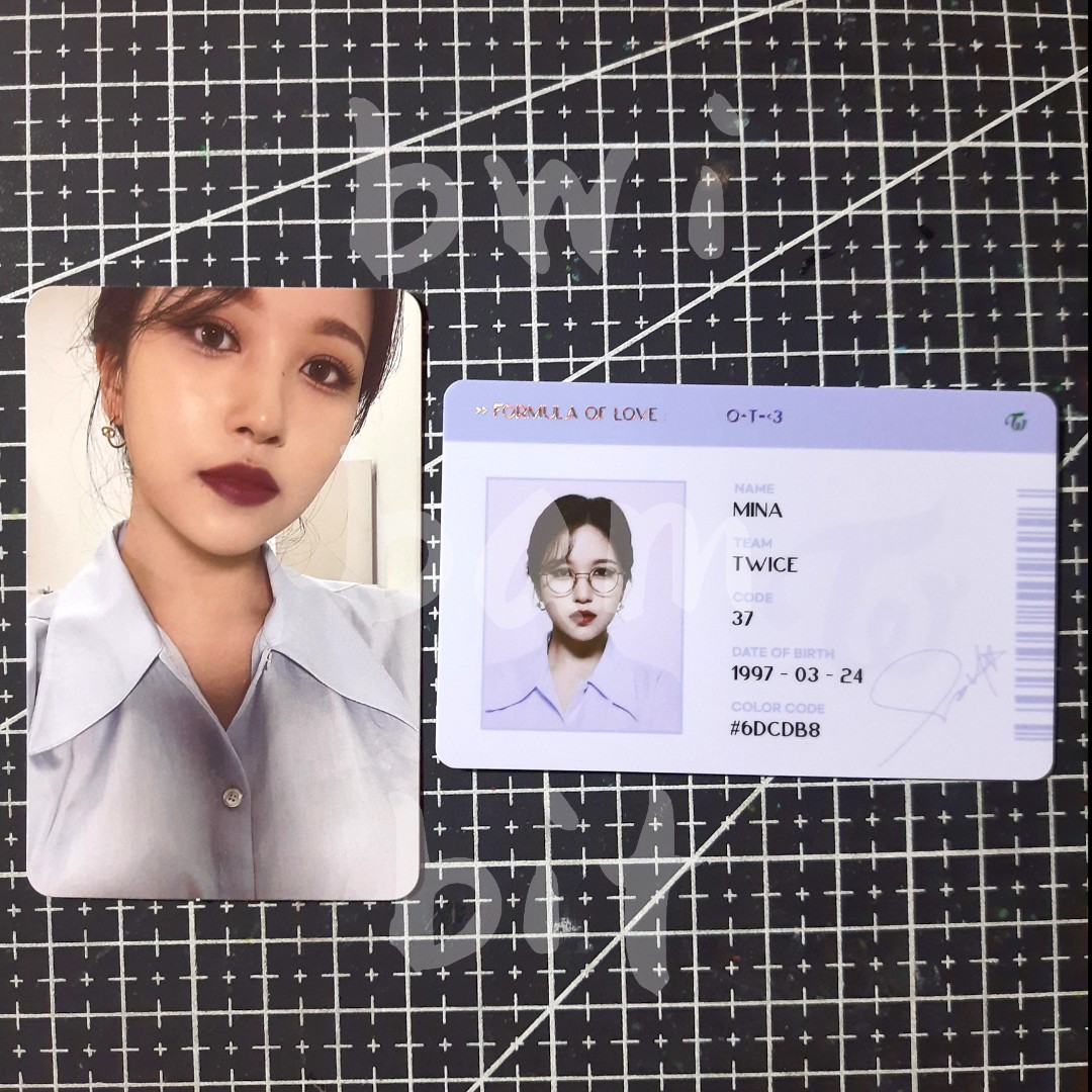 Twice Formula of Love Mina photocard pc ID set, Hobbies & Toys