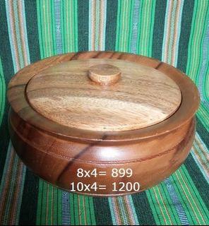 wooden serving bowls and trays