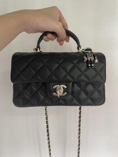 22P Chanel Mini Flap Bag with Top Handle GHW & Charm