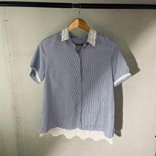 韓國拼接襯衫