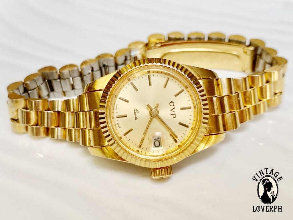 CVP Ladies Goldtone Chrono Japan Movement Oyster Ladies Watch almost new