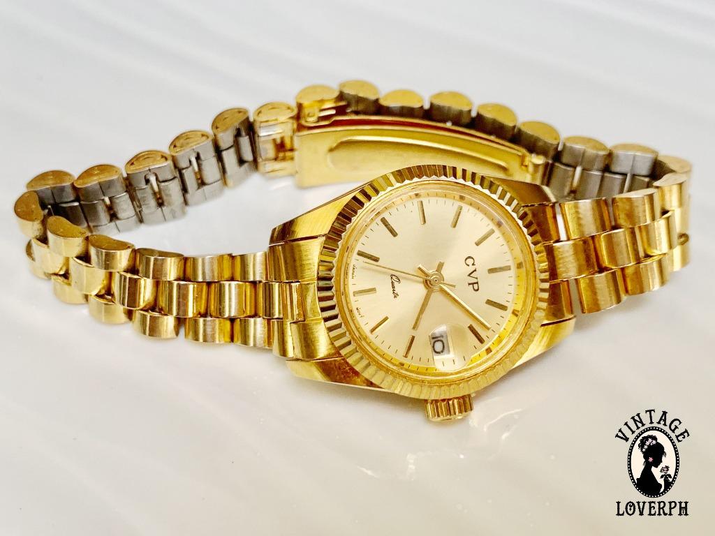 CVP Ladies Goldtone Chrono Japan Movement Oyster Ladies Watch almost new