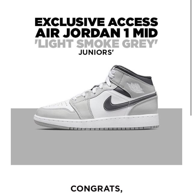 air jordan 1 mid gs light smoke grey