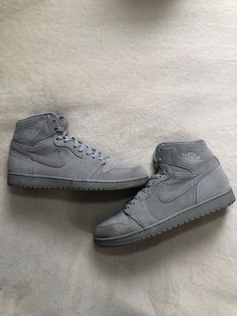Air jordan 1 retro high grey suede on sale