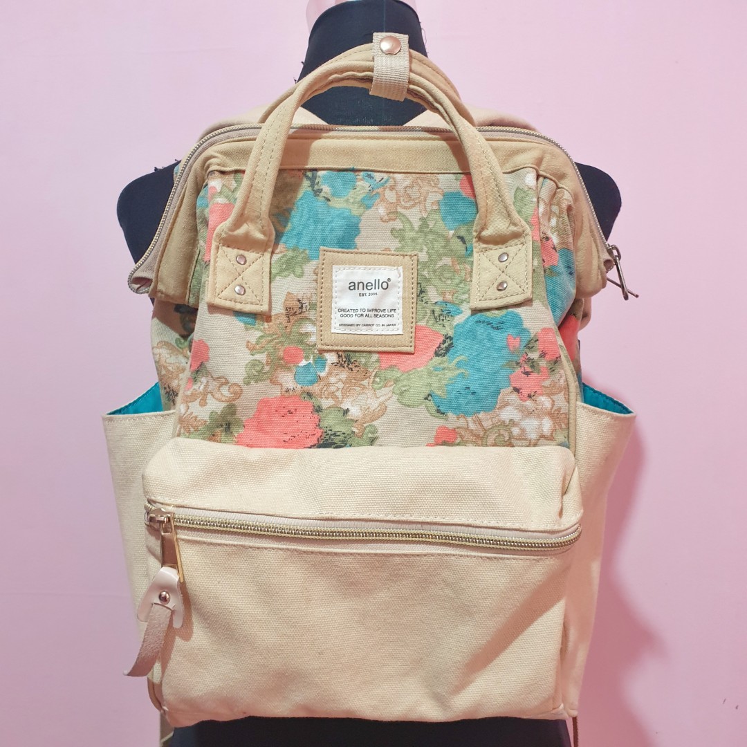 Anello Bag Floral Beige Nude Brown Backpack Women s Fashion Bags
