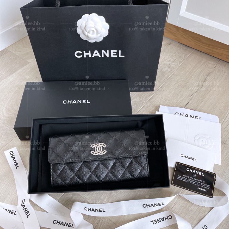 AP2740 Chanel Classic Long Flap Wallet 22S Black Caviar (Latest Design)  (2022 Receipt), Luxury, Bags & Wallets on Carousell