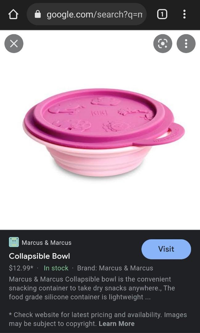 Authentic Marcus & Marcus Collapsible Rubber Container (Category: Weaning & Toddler Feeding) located in Meycauayan. Submitted by clareyfied (Listing ID 1153368439, Image 3). Description: Authentic Marcus & Marcus Collapsible Rubber Container in Pink Brandnew, unused ₱500 plus sf Payment is via BDO or Gcash Shipping is via GoGo Express, Lalamove or Grab.