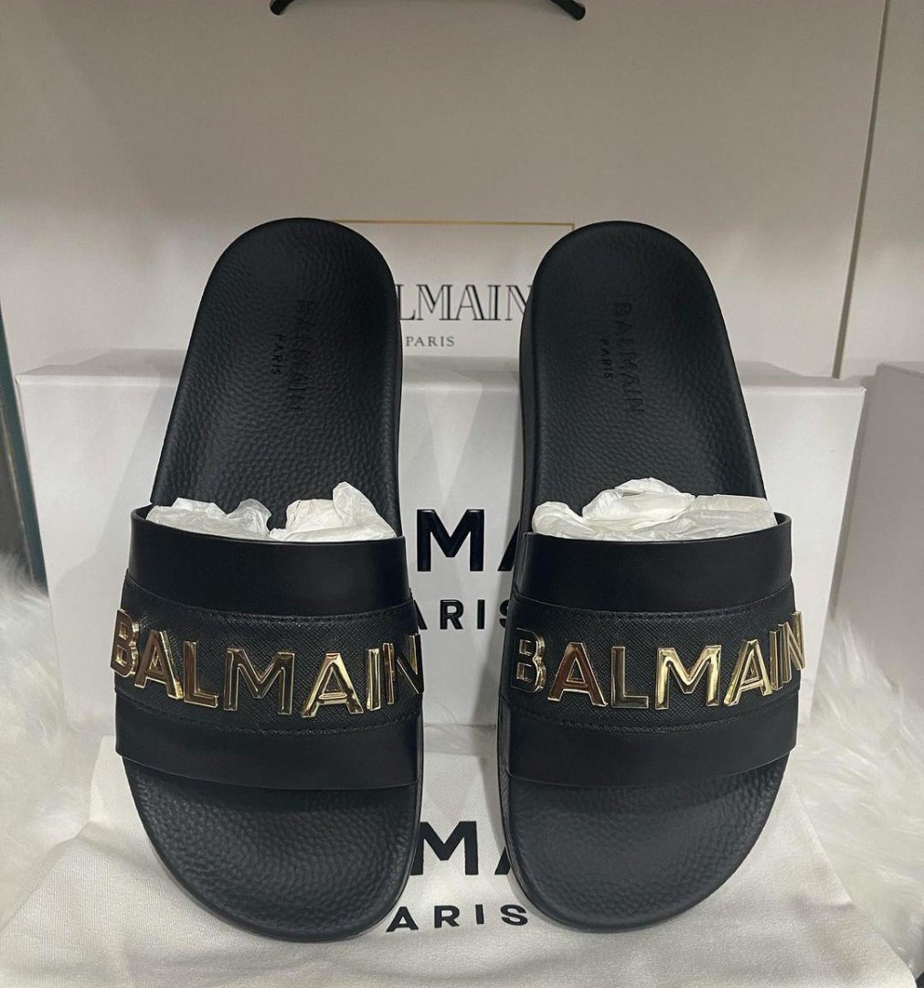 Balmain Slides, Women's Fashion, Footwear, Flats & Sandals on Carousell