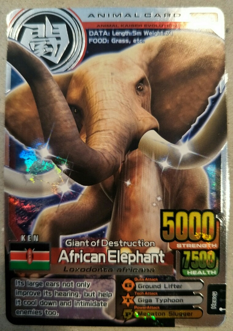 bandai-animal-kaiser-evo-7-animal-card-african-elephant-sliver-rare