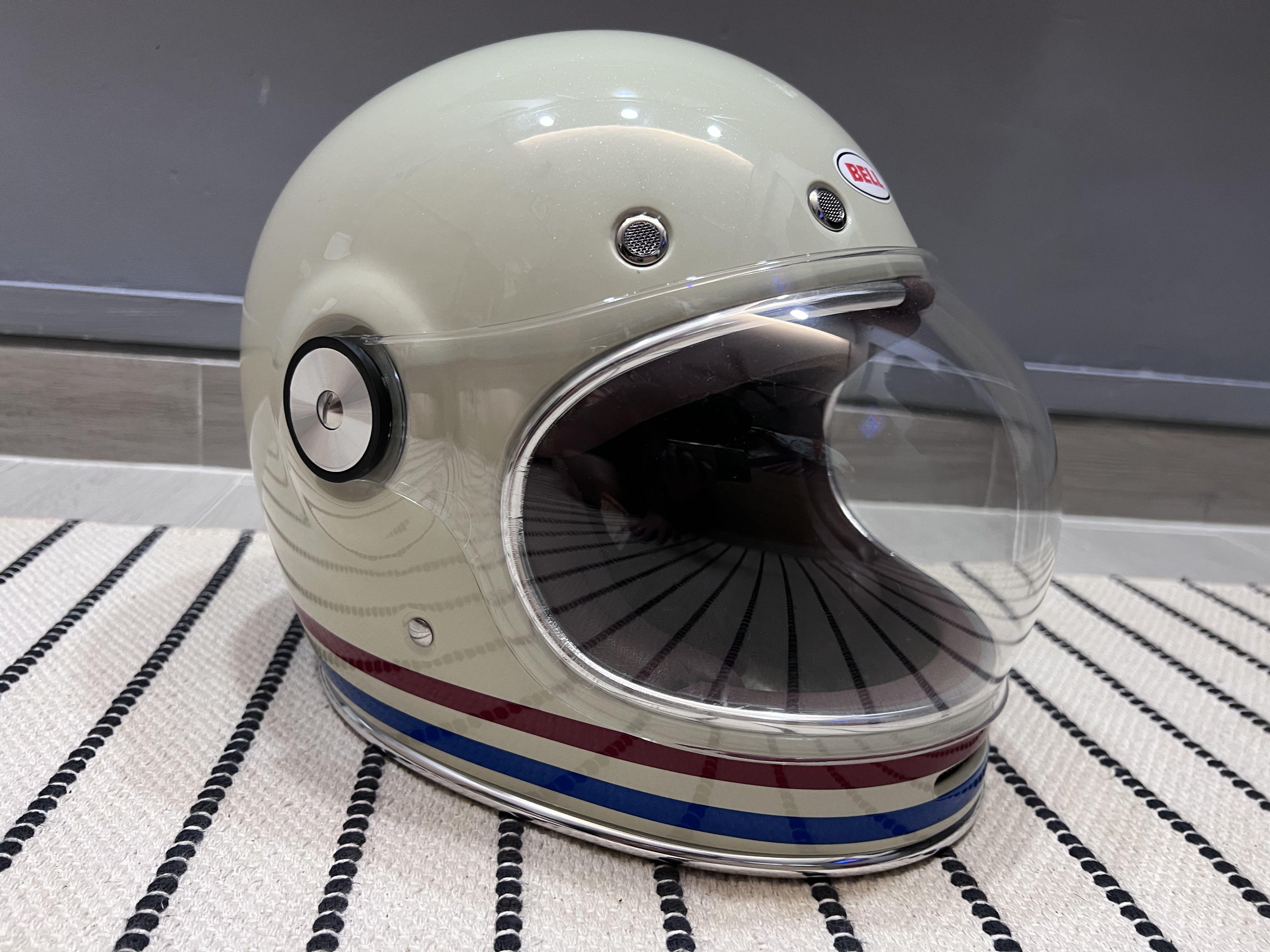 BELL BULLITT DLX FULL FACE HELMET STRIPES PEARL WHITE Motorcycles