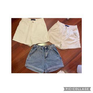 Bundle 3 pairs High Waist Denim Shorts Size 8