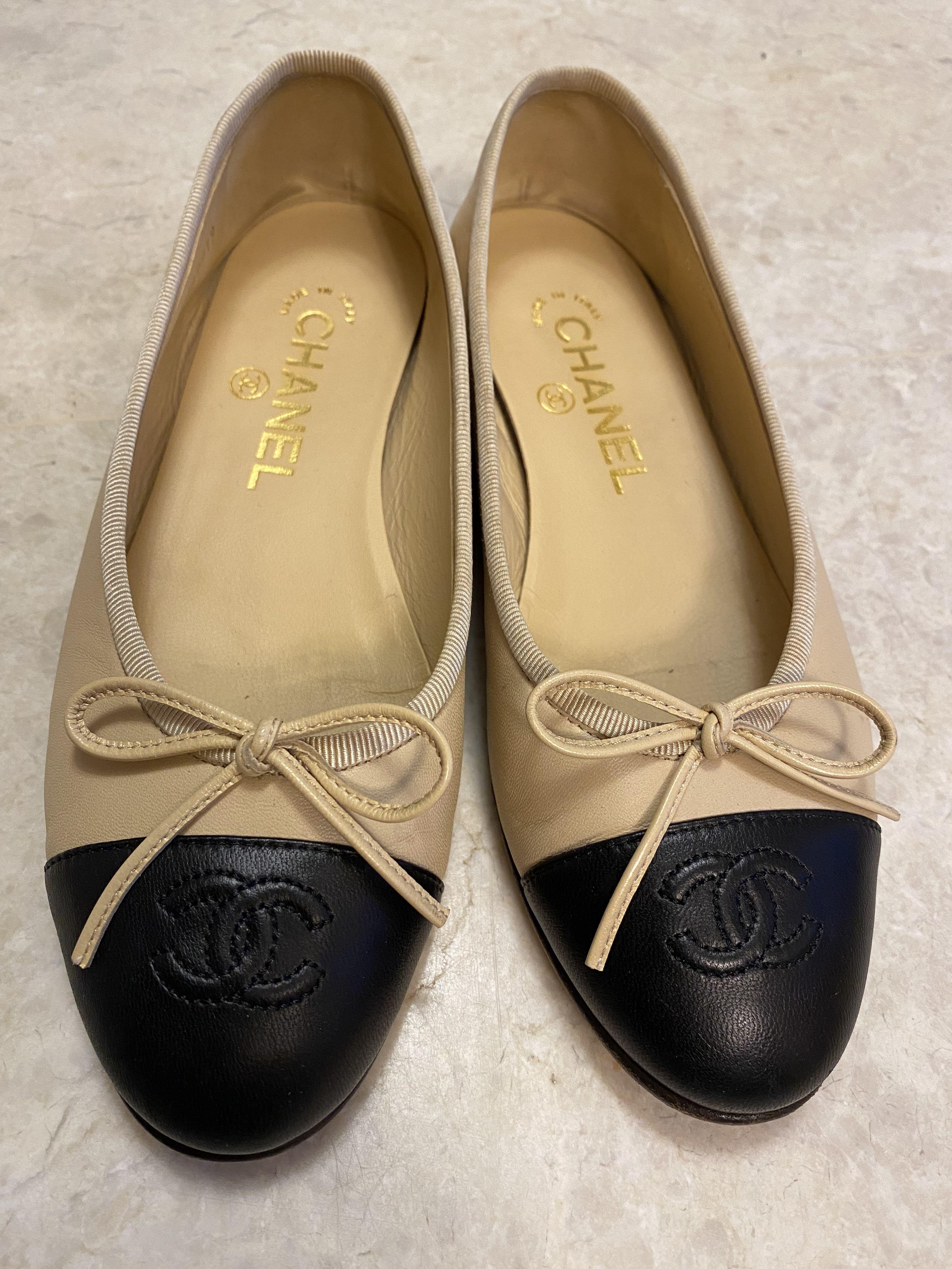 Chanel ballerina flats in beige and black, Luxury, Sneakers & Footwear ...