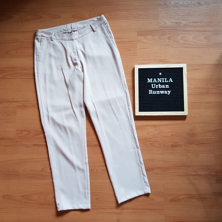 Cream Slacks, Women's Fashion, Bottoms, Other Bottoms on Carousell