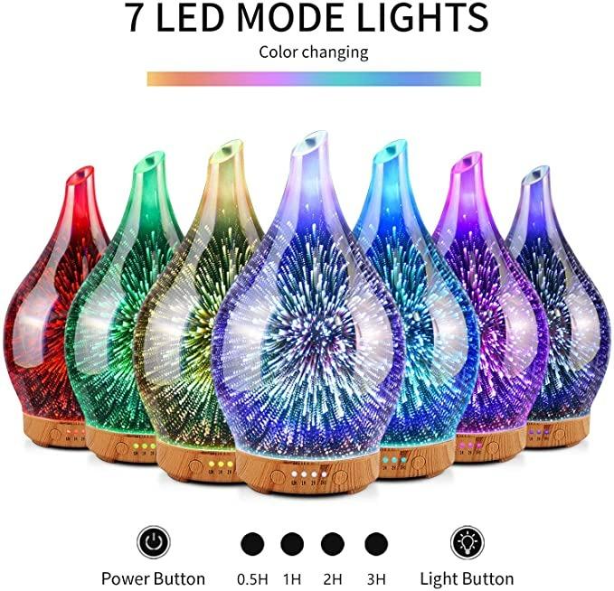 Essential Oil Diffuser,Glass Humidifier with Firework ...