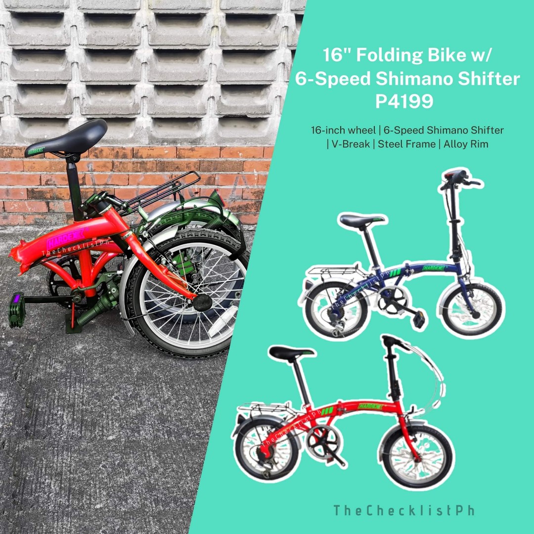 Foldable 16" Bike 6 Speed Shimano Shifter, Sports Equipment, Bicycles