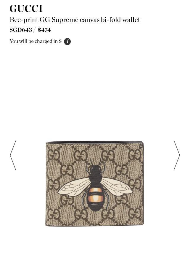 AUTHENTIC GUCCI BEE GG SUPREME BI FOLD WALLET, Men's Fashion, Watches &  Accessories, Wallets & Card Holders on Carousell