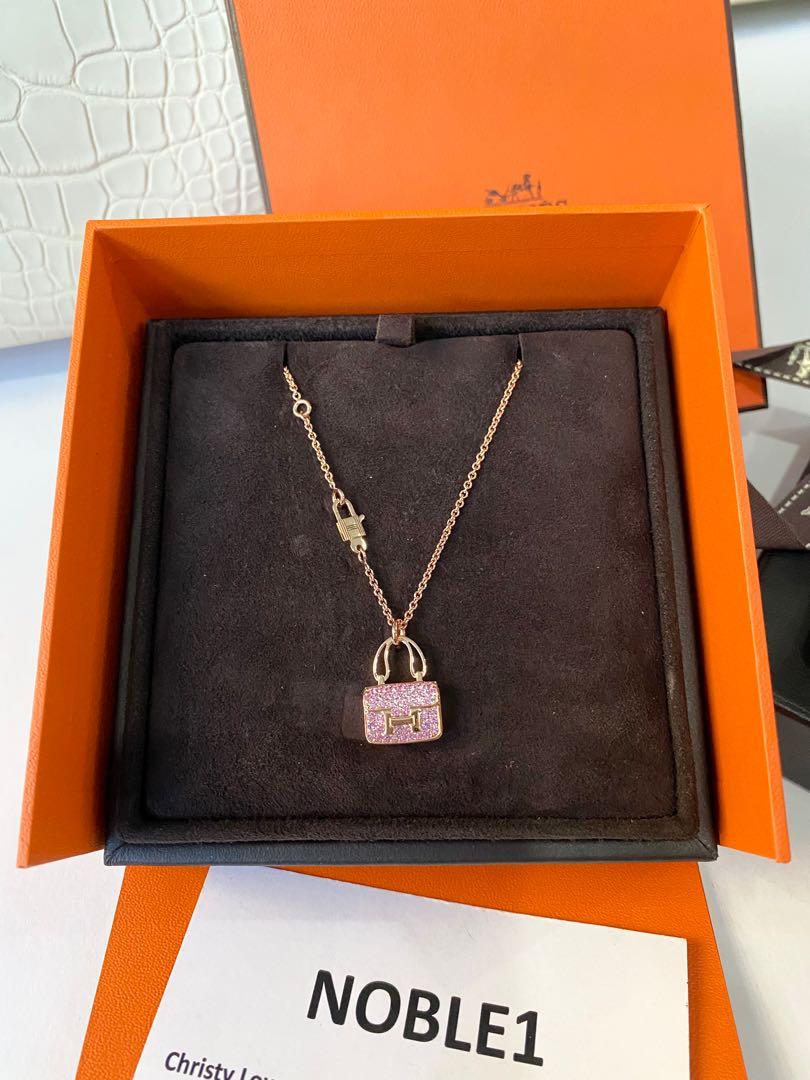 Hermes constance pink Diamond necklace 