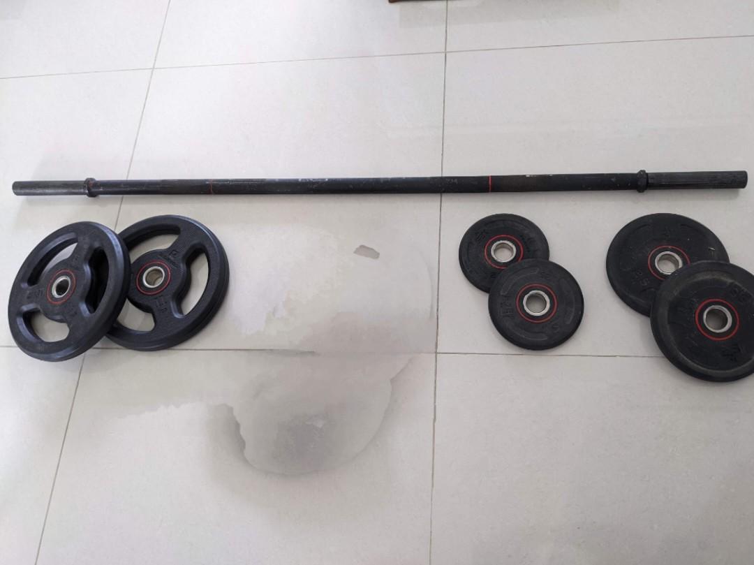 Home gym weight lifting full set with rod, Sports Equipment, Exercise & Fitness, Weights