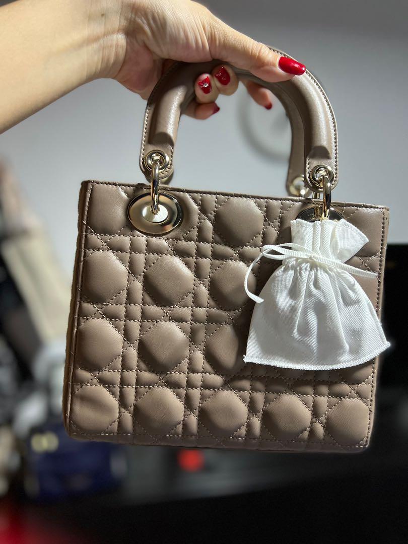 Medium Lady Dior Bag Warm Taupe Cannage Lambskin