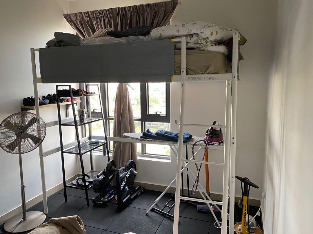 Ikea VITVAL Loft bed frame, white, Furniture & Home Living, Furniture