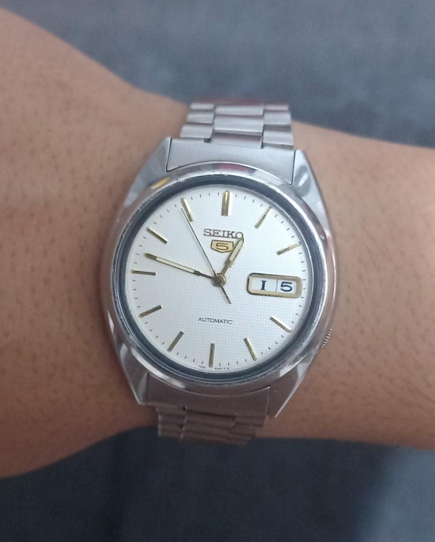 Jam Seiko Snxg47k Silver White List Gold Automatic, Fesyen Pria, Jam Tangan  di Carousell