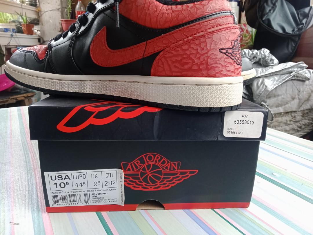 jordan 1 low bred elephant print