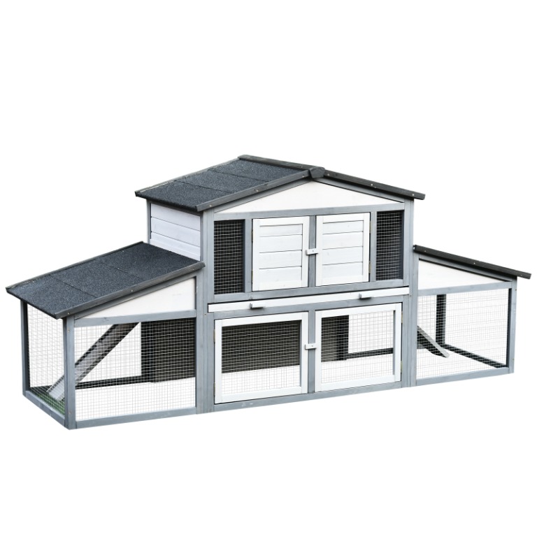 Kandang Kelinci Besar | Rumah Kelinci Kayu Jati | 2 Lantai 2 Tangga