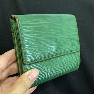 LOUIS VUITTON LV 綠色 EPI 水波紋 古董皮夾 古董包 vintage