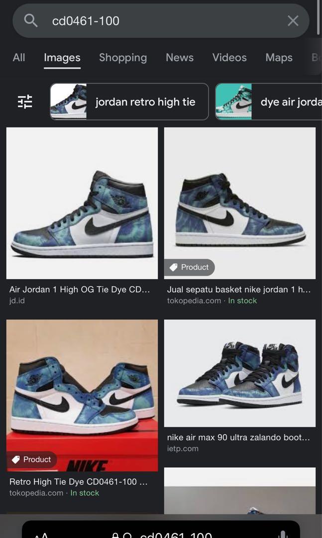 Nike air jordan 1 high tie dye second bekas, Fesyen Pria, Sepatu , Sneakers  di Carousell