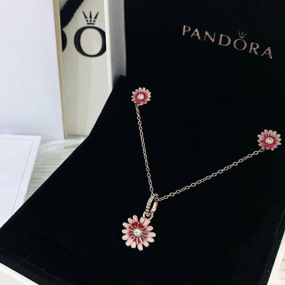 Pandora pink daisy rosegold nacklace 