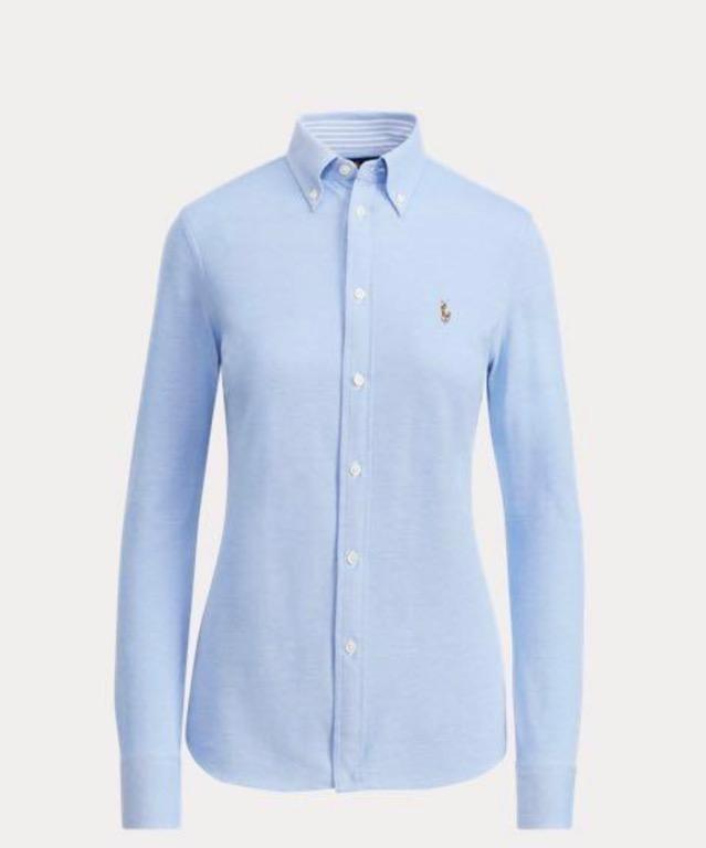 POLO Ralph Lauren knitted Oxford shirt in white or blue women