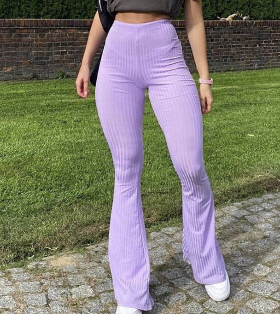 Purple Flare Pants, Women's Fashion, Bottoms, Other Bottoms on Carousell