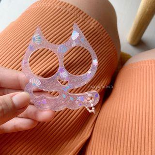 Shimmery Pink Owl Self Defense Keychain