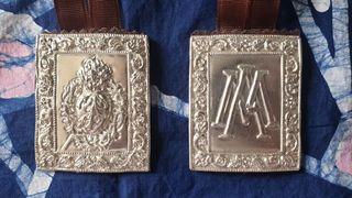 Silver covered brown scapular