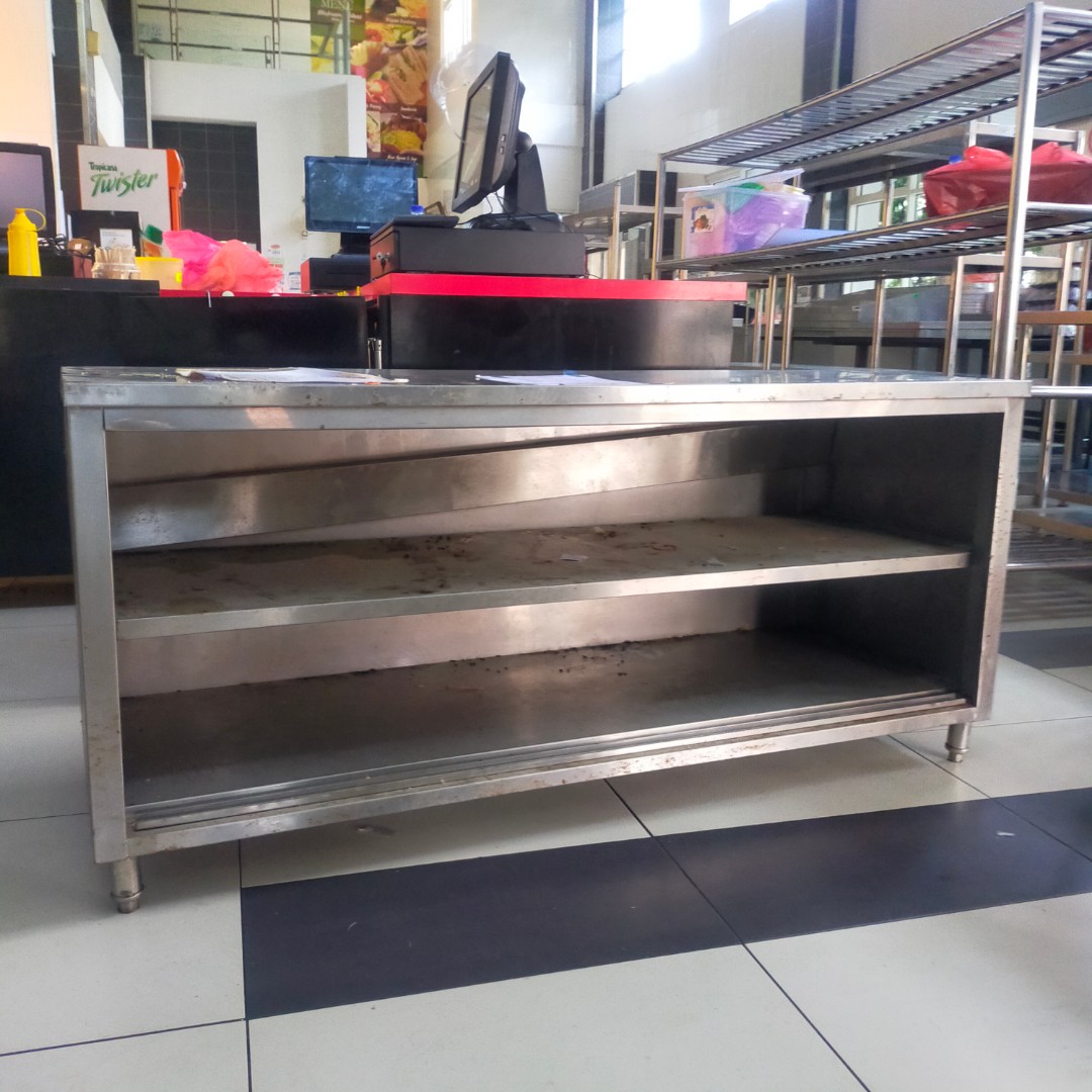 Stainless Steel Display Table Rack & Storage 5ft 2 tier 3 layer