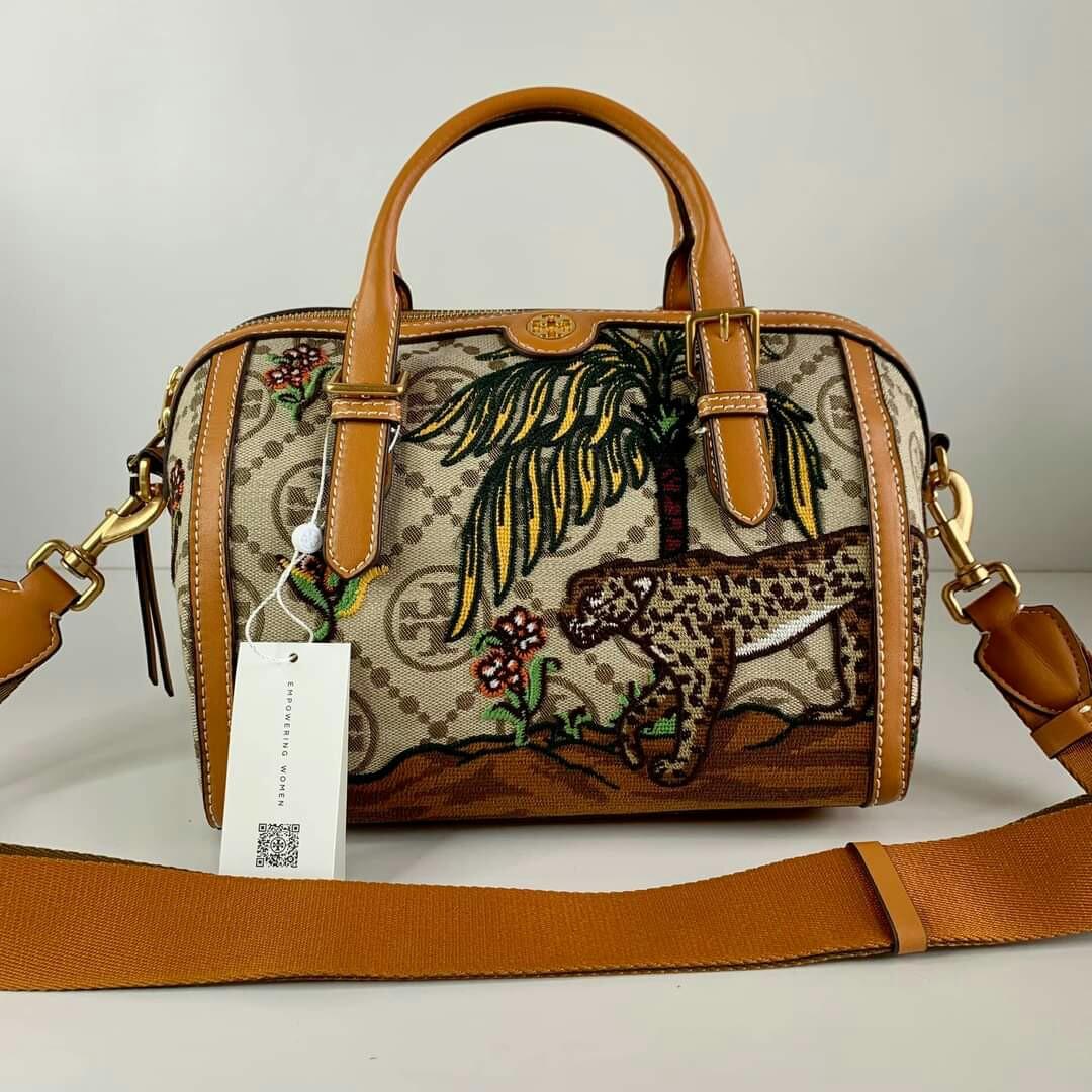 7815 TORY BURCH T Monogram Jacquard Embroidered Bucket Bag HAZEL