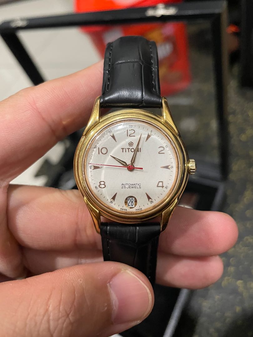 Titoni vintage watch gold bezel and rotor