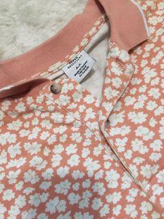 UO floral salmon colored polo top