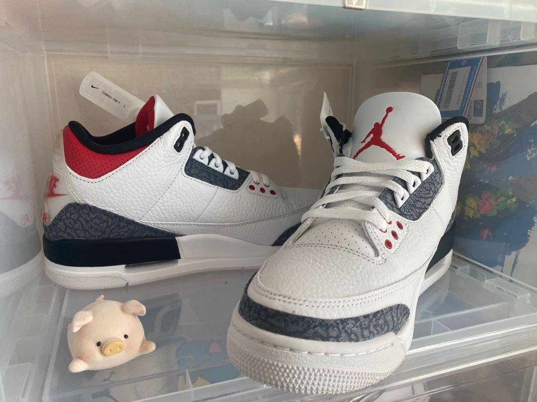 US7 AJ3 Fire red air Jordan 3 Retro SE Denim Fire Red Carousell