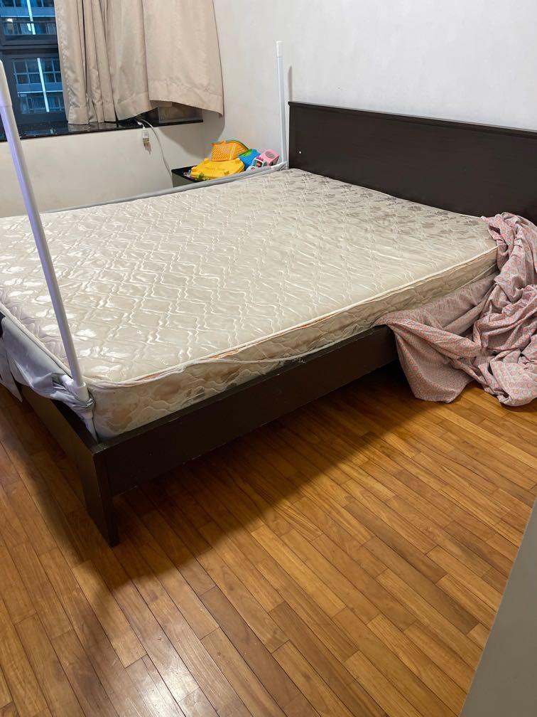 Used queen bed with mattress., Furniture & Home Living, Furniture, Bed