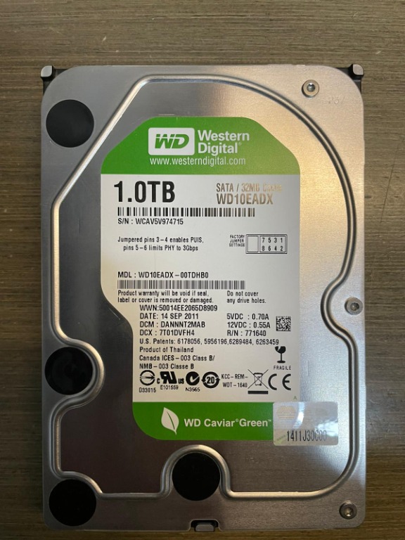 Western Digital WDC WD10EADX-00TDHB0 1TB 3.5" HDD, 電腦＆科技, 電腦周邊及配件, 硬碟及 ...