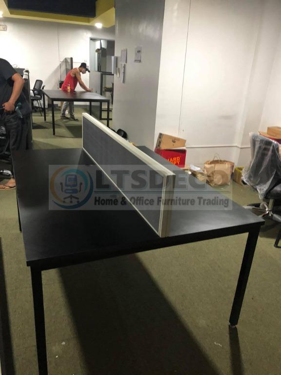 Workstation Table with Screen Panel Office Partition, laminated top ...