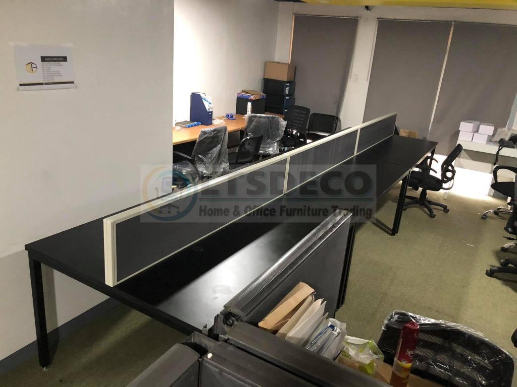 Workstation Table with Screen Panel Office Partition, laminated top ...
