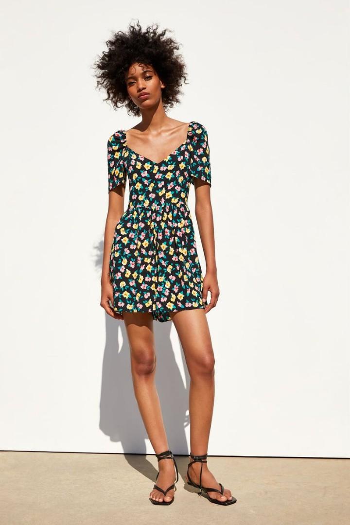 Zara black hot sale floral jumpsuit