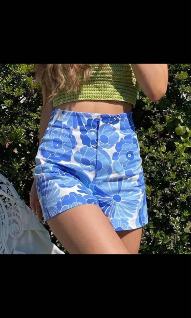 Zara blue flower shorts clearance